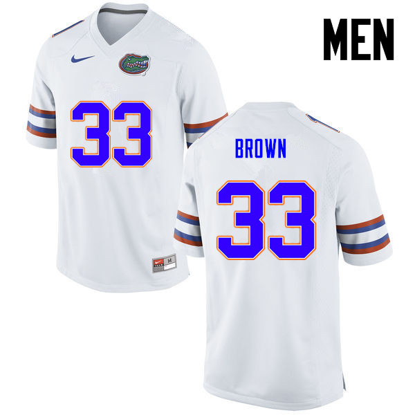 Men Florida Gators #33 Mack Brown College Football Jerseys-White